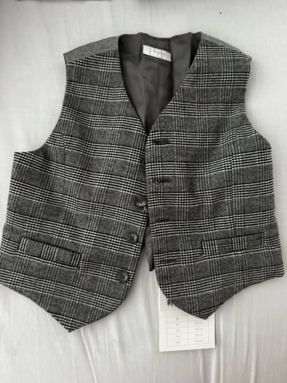 Il Gufo Gray Plaid Kids Vest
